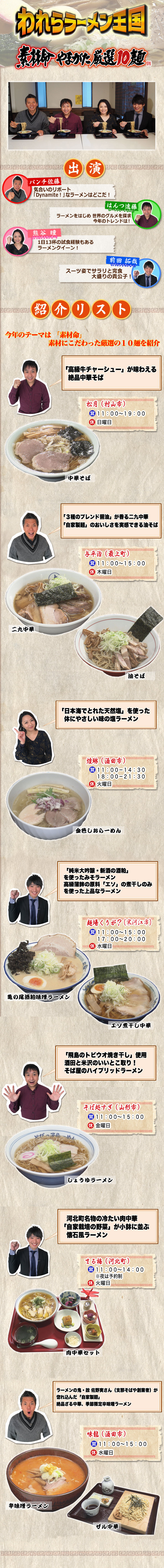 われらラーメン王国 素材命 やまがた厳選１０麺